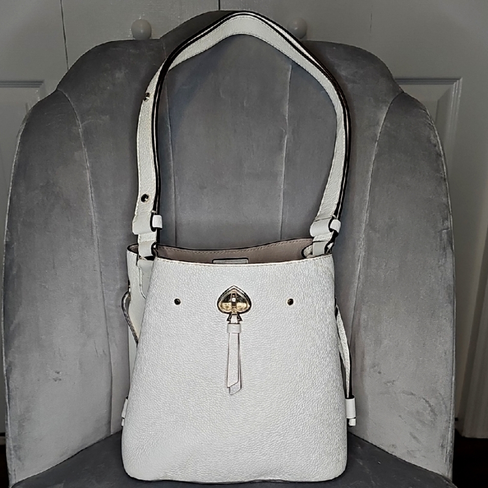 White Leather Kate Spade Bucket Bag